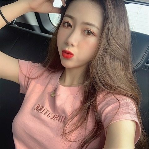Korean alphabet top summer new slim bottomed women's short sleeved fashion T-shirt loose and lazy