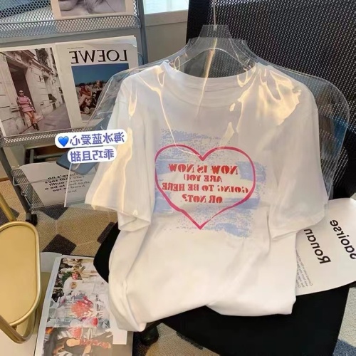 Loose short sleeve T-shirt women's 2022 summer new alphabet printed white top