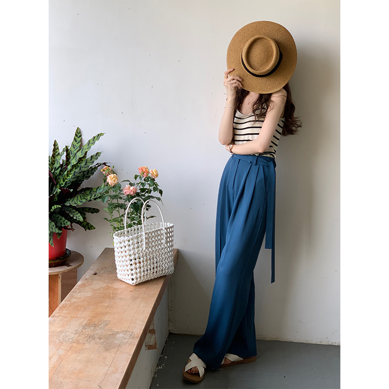 Real shooting, niche design, loose wide leg pants, women's high waist, slim drape, casual and fashionable suit pants