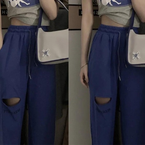 Minnie cotton new summer wide leg pants female students loose and thin high waist pants casual vertical pants