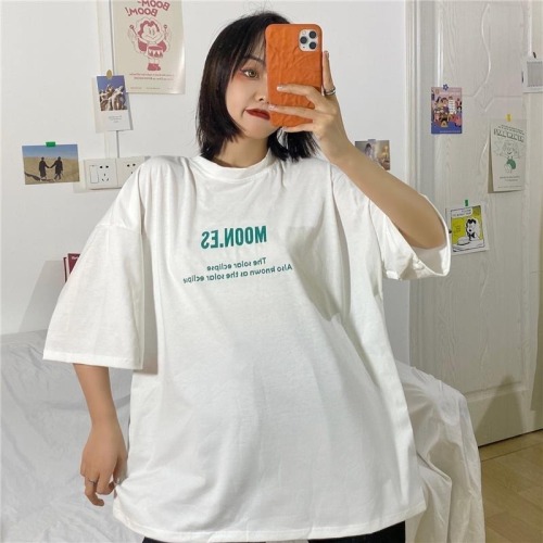 100% cotton lazy style short sleeve T-shirt women's round neck top