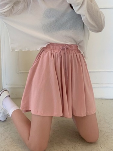 Elastic Waist Shorts New Summer super fairy skirt pants drawstring wide leg pants feel damp