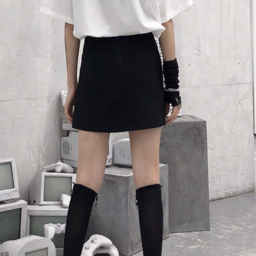 Half length skirt fat mm large irregular light proof black versatile A-line skirt thin covering belly high waist short skirt female