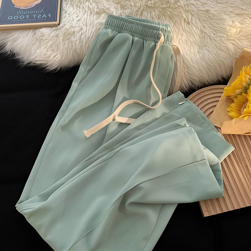 2022 summer new loose design sense of minority high waist wide leg guard pants ins fashion