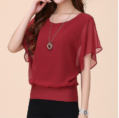 Spring and summer new large women's clothes fat mm summer clothes Batman short sleeved women's T-shirt loose thin chiffon shirt women's top