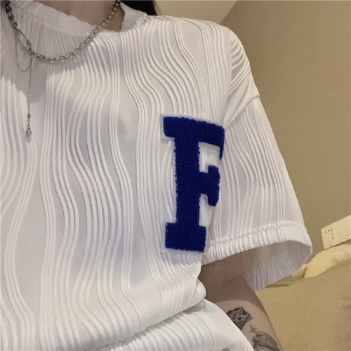 Real price 100 fiber new American style ice towel embroidered short sleeved T-shirt women's Gangfeng high street summer