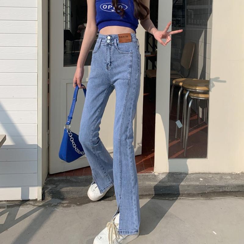 High Waist Wide Leg Jeans Women's summer 2022 new straight tube loose small split pants women's spring and autumn clothes