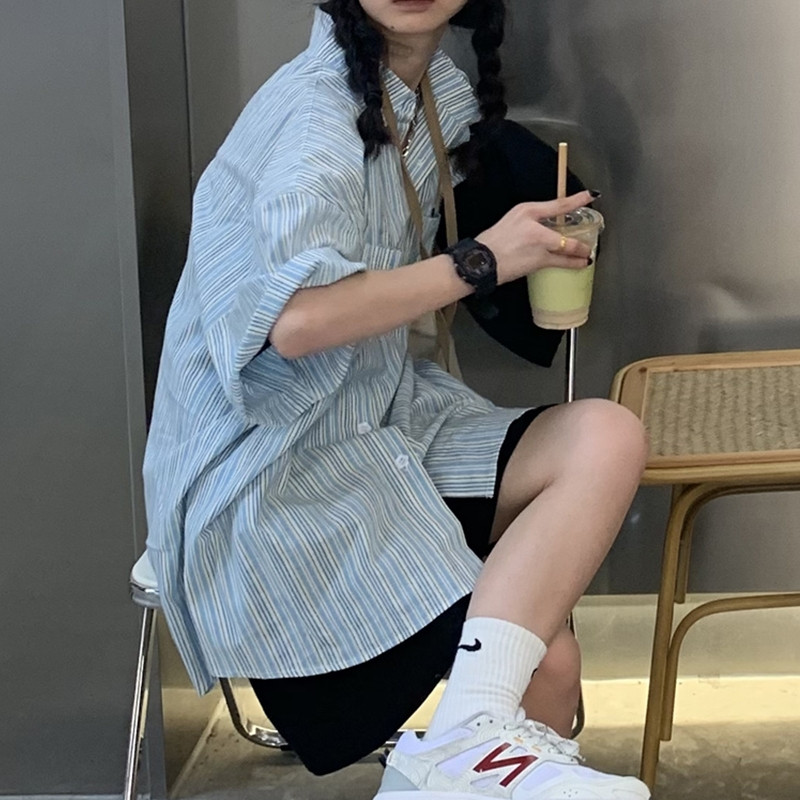 Official figure Japanese Short Sleeved Shirt women's Retro loose oversize sweet cool design