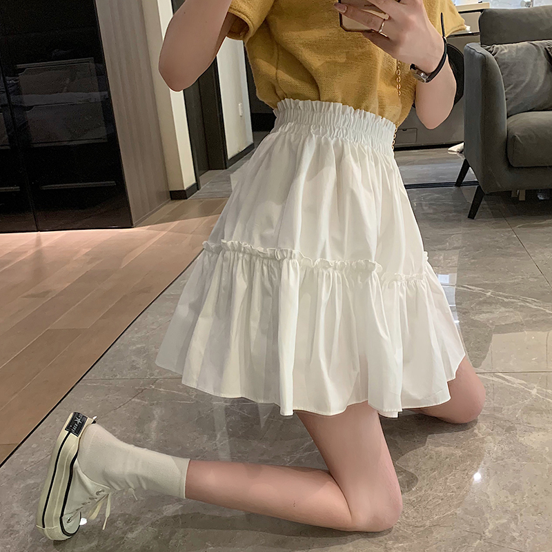Spring and summer new Korean style Ruffle high waist versatile slim skirt skirt skirt