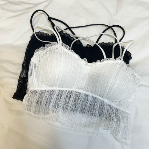 2022 actual shooting of summer Korean version lace breast wrap suspender beautiful back vest bottomed bra underwear anti tarnish vest