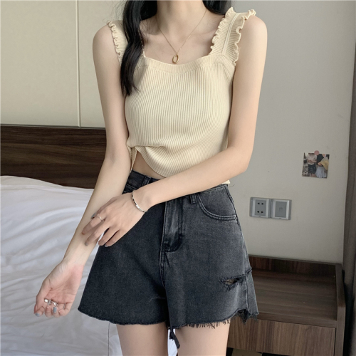 Agaric lace suspender vest spring and summer new Korean female sleeveless top bottomed shirt
