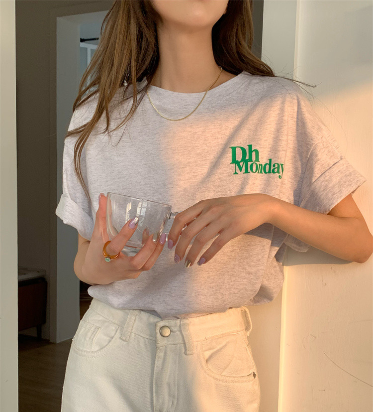 Cotton white short sleeve T-shirt women's port style top new summer loose thin T-shirt half sleeve