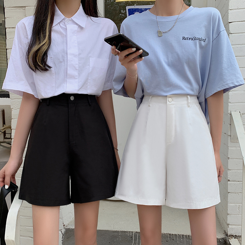 Real price shorts women's summer thin 2022 new Korean tooling casual high waist loose wide leg pants