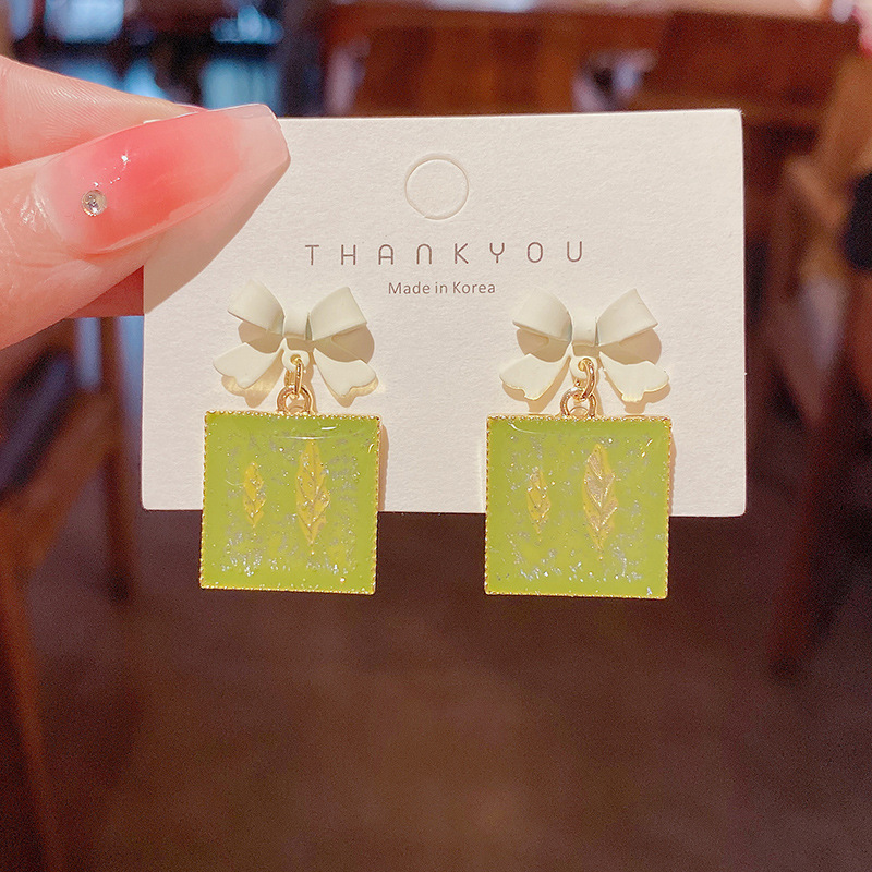 Real shot S925 silver needle small fresh Mori geometric Earrings female sweet and lovely fashion earrings earrings