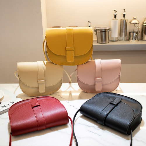 Trendy solid color saddle bag  Japanese Korean style shell women's bag Single Shoulder Bag Messenger personalized mobile phone small bag