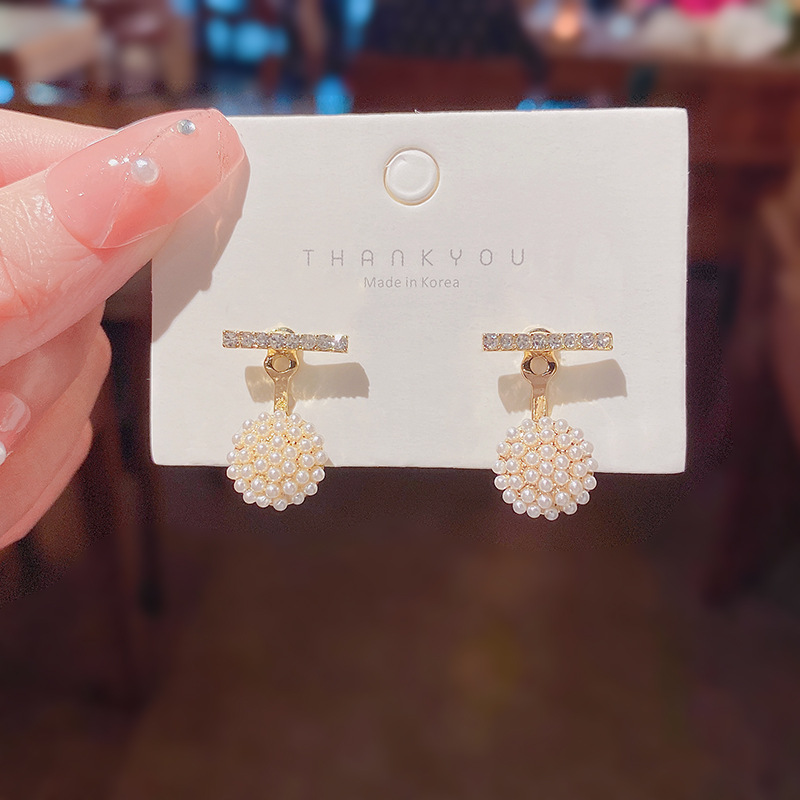 Real shot S925 silver needle new back hanging Pearl Earrings women's simple Baroque Earrings