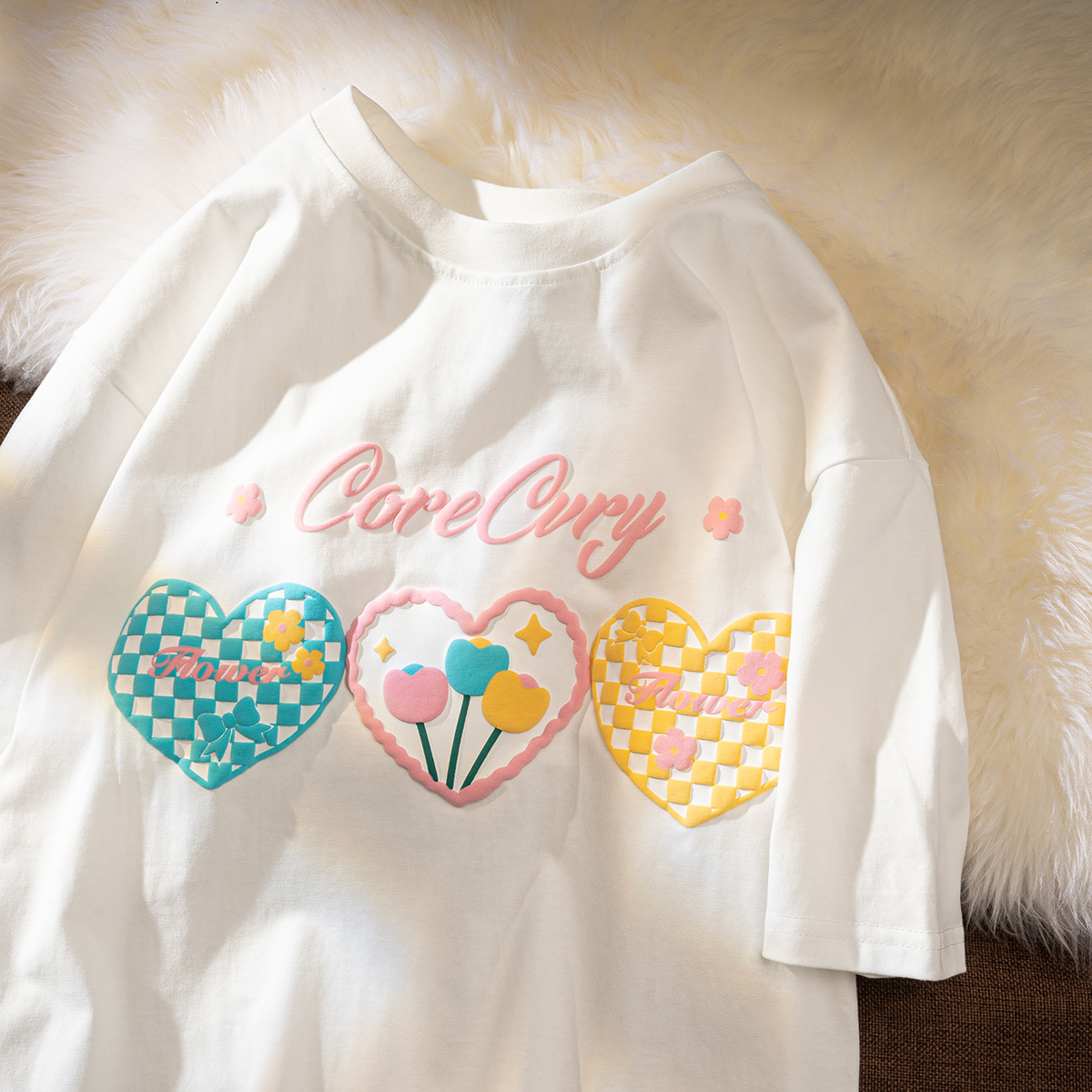 Official figure real price cotton T-shirt women's short sleeve summer loose cartoon letter design top