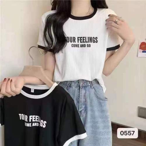 Hong Kong Style t-shirt female short sleeve careful machine new ins style Korean version loose student spring and summer short high waist sweet and spicy top