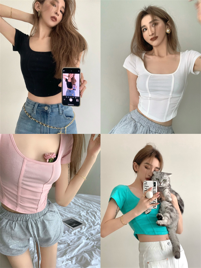 Real price retro gas thin short T-shirt
