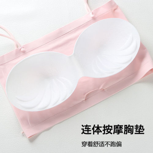 Summer ice silk breast wrapped underwear female student Korean sexy bra bottomed suspender vest girls wear thin inside