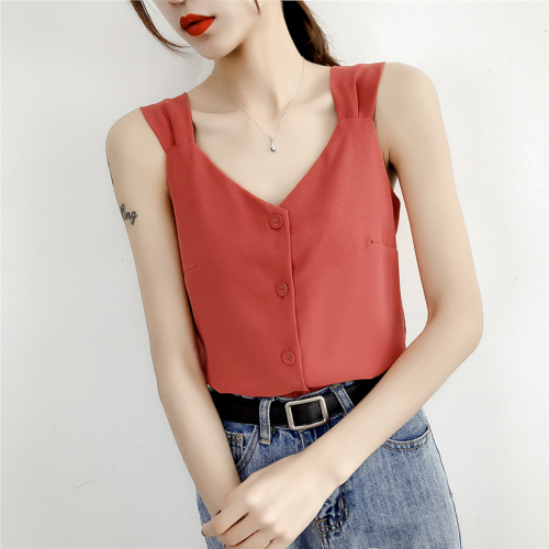 Women's actual shooting vest, inner layer, bottom layer, outer layer, net red summer fashion suit, simple chiffon shirt, V-neck coat