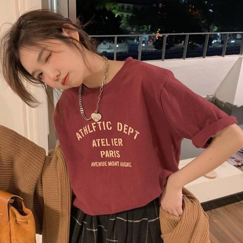 Short sleeved top Korean 2022 new loose casual sweet salt casual round neck student short sleeved t-shirt female