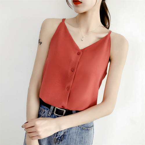 Live shooting! Chiffon suspender vest for women to wear on the outside and bottom on the inside