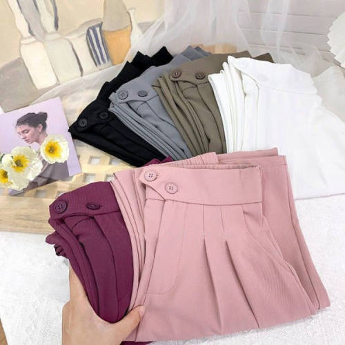 High waist sagging suit pants women's straight tube loose  new spring and autumn mopping small casual wide leg pants