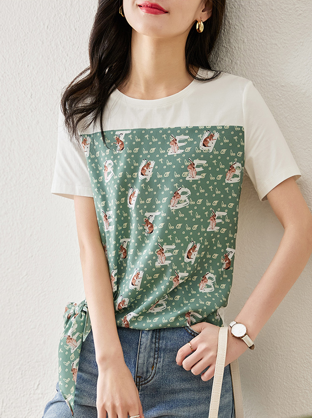 Vintage funny printed T-shirt women's short sleeve 2022 summer round neck design sense of chic top fashion