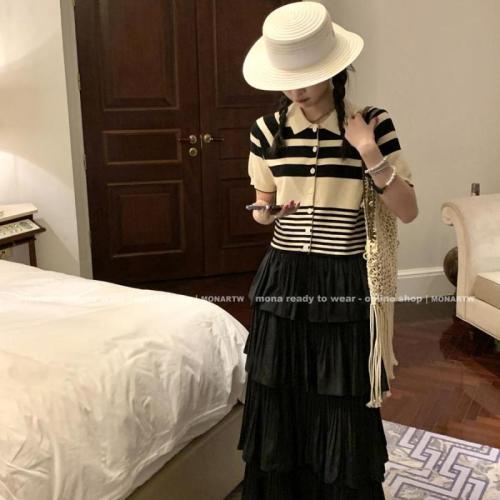  spring striped shirt with undersleeve