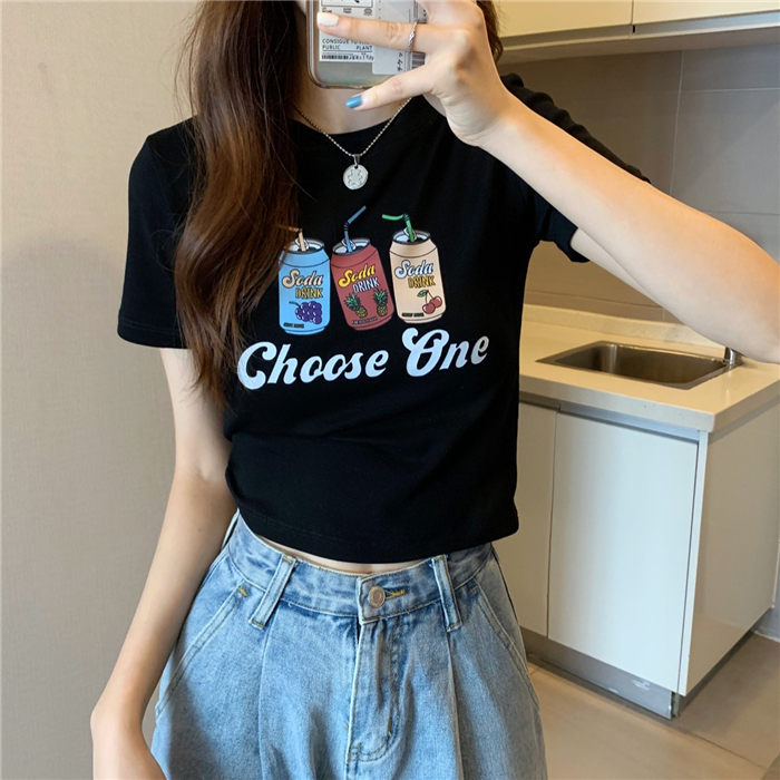 Official figure real price cotton Korean version ins fashion tight fitting short high waist versatile top