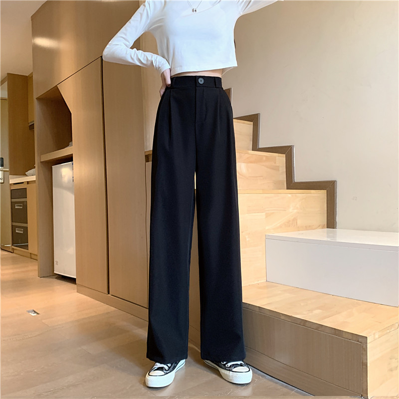 Official figure real price 100% fiber summer clothes thin suit pants women's straight tube wide leg hanging floor mops