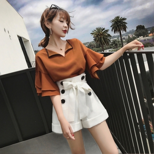  summer new style foreign style, thin Hong Kong flavor, two-piece set, fashionable shorts, ladies' same style suit fashion