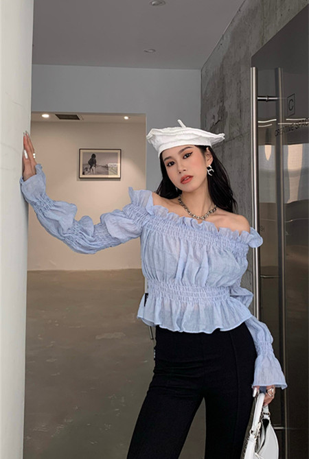 [INSS] one shoulder simple versatile slim long sleeve T-shirt 60858# LSL