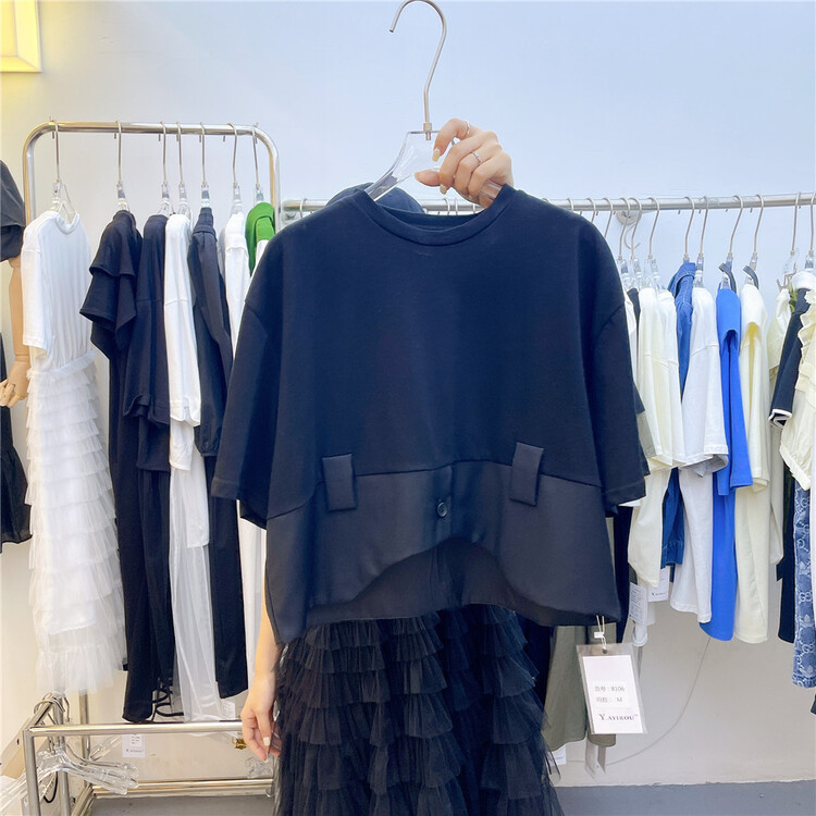 [yayirou] simple temperament versatile round neck short sleeve T-shirt 8106# zyh