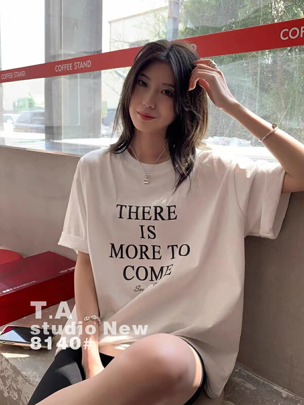 [TA +] crew neck loose print Casual Short Sleeve T-shirt 8140# XYY