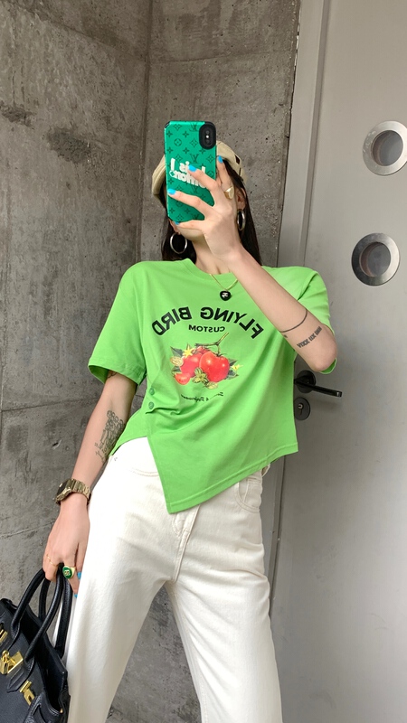 New in early summer! [our] Korean versatile side split short sleeve T-shirt 9309# LSW