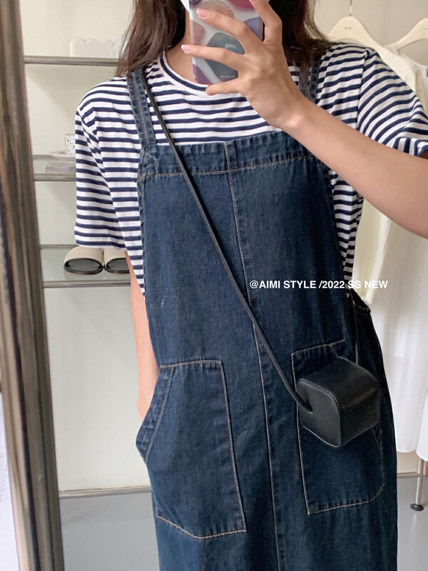 [aimi] Korean retro strap denim skirt 10532\hbx