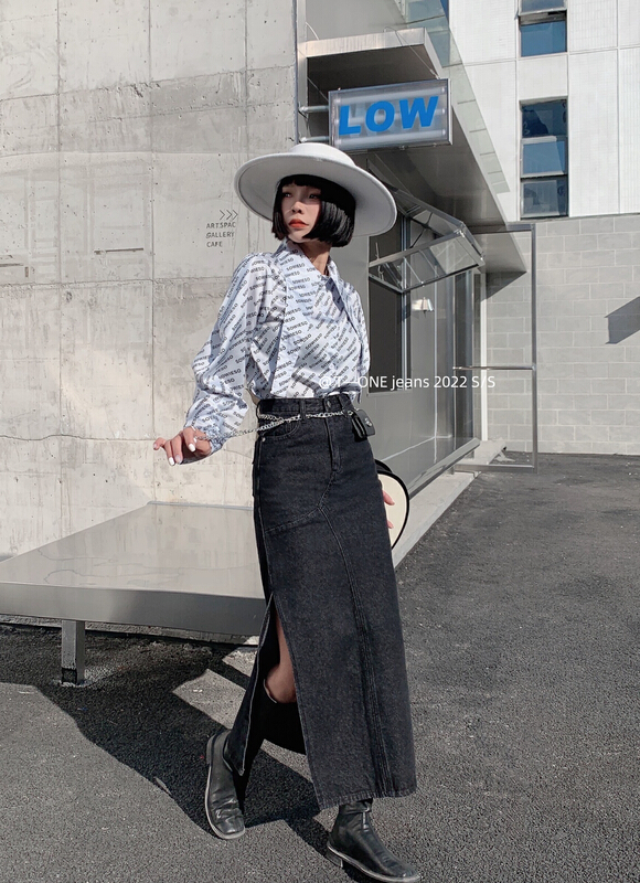 goods in stock! New year in early spring! [t one] Korean style split slim skirt (without waist bag) ys1-9008# LSL