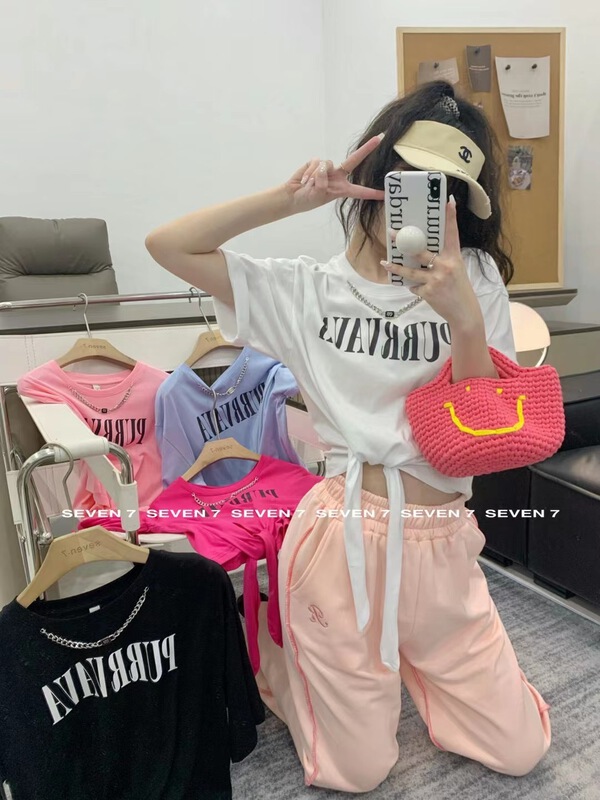 [seven 7] chain strap printed short sleeve T-shirt 8207# WTT