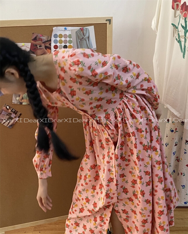 New year in early spring! [far. Xi] Korean round neck floral dress 1057# LSW