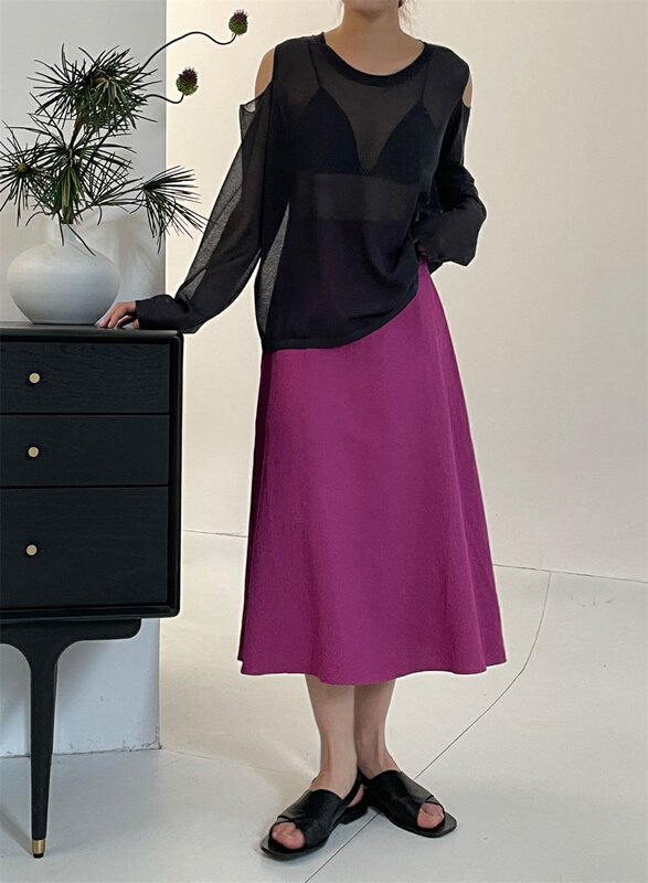 Great versatile! [clean space] Korean style A-line clean version vertical skirt 31969# CLS