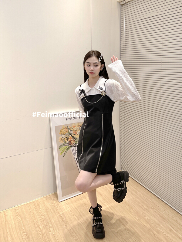 goods in stock! New year in early spring! [Feimao Philippine cat] elegant zipper dress (with removable accessories) ym-22016# LSL