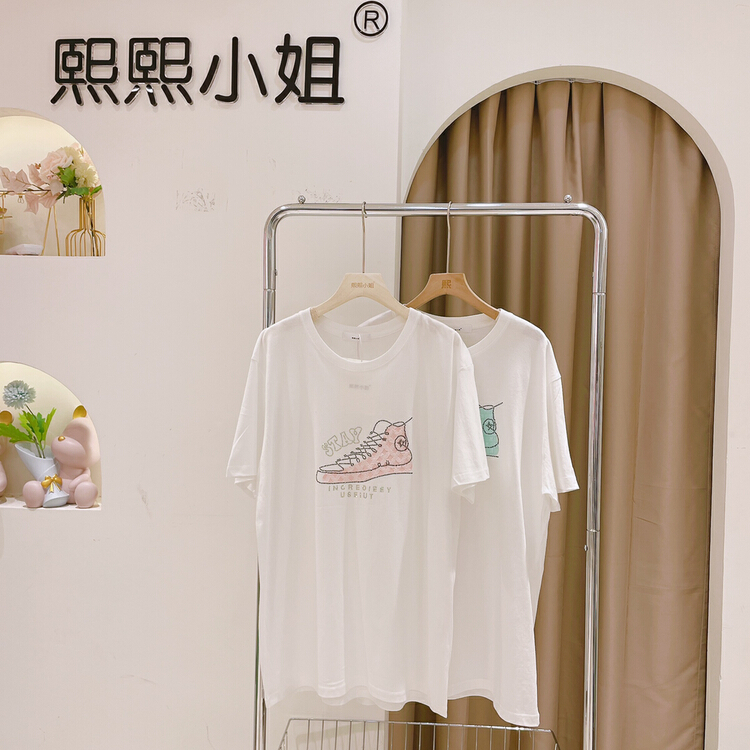 [miss Xi Xi] casual loose short sleeve T-shirt 197# Cl
