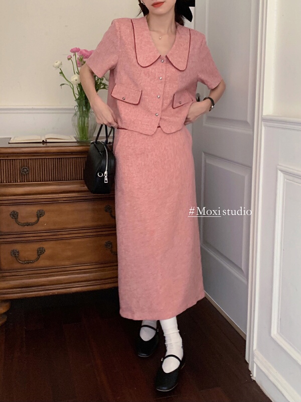 goods in stock! New in early summer! [Moxi] Korean style simple temperament small fragrance skirt 75903# XJ