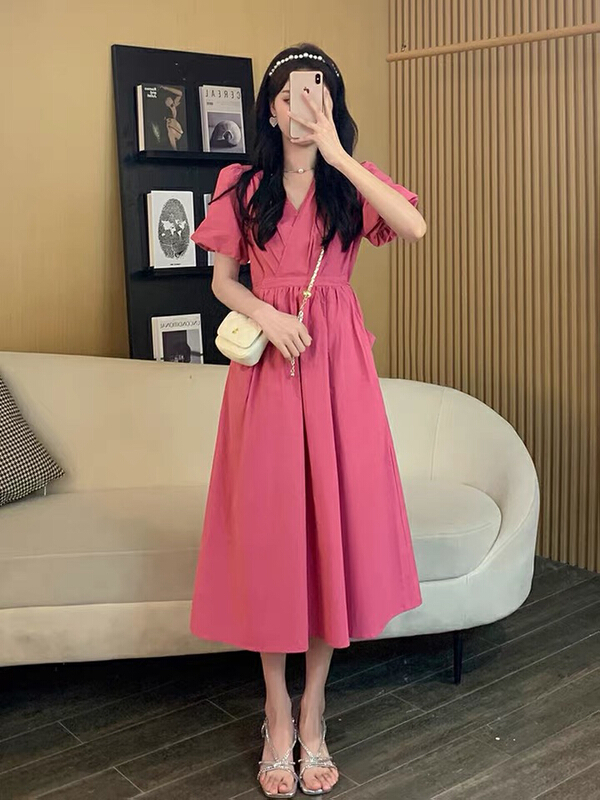 Size [L.L studio] Korean slim fit V-neck waist closing dress 7590# PCZ
