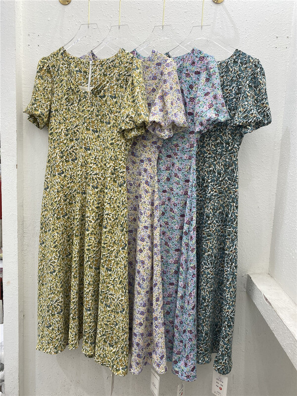 [you & me Yanzi family] retro elegant temperament V-neck bubble floral dress ys1-8820# WPL
