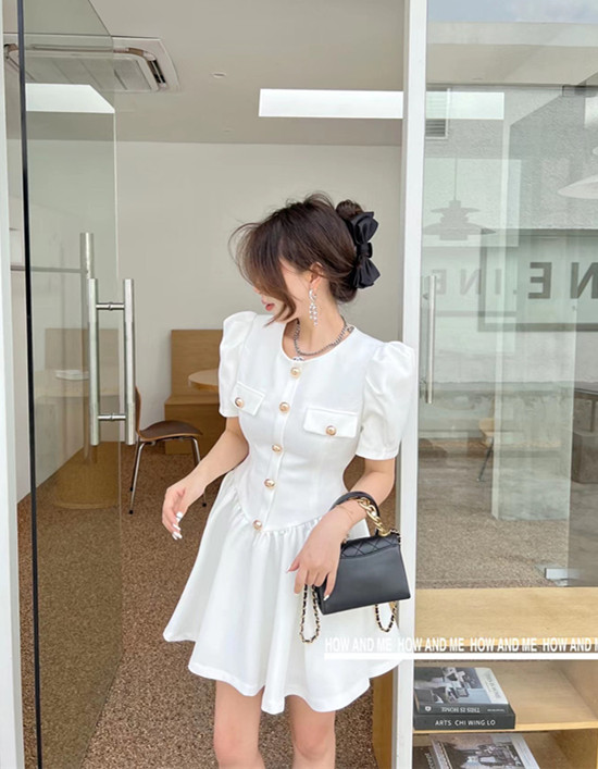 [how and me Cheng Xi] round neck fashion dress 7028# LSL