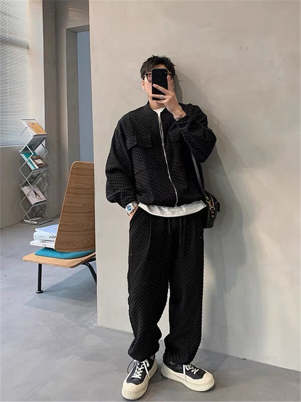 [MF] zipper versatile jacket + comfortable casual pants two piece suit 6898-1# ZZL