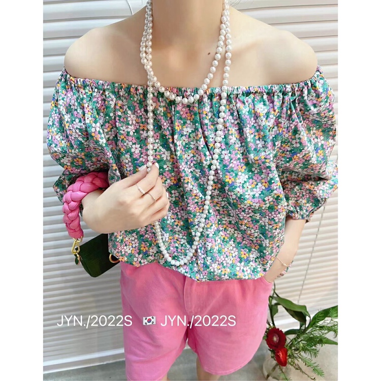 New in early summer! [jyn Jinyu lemon] Korean fashion floral versatile small shirt 7236# LSL